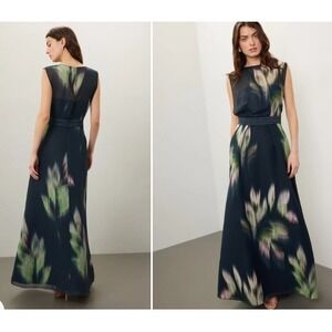 Kay Unger New York Maxi Dress Sleeveless Floral‎ Print Evening Gown Size 8